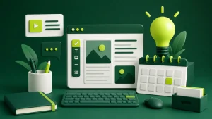 Ilustração sobre criação de conteúdo, blogs e calendário editorial