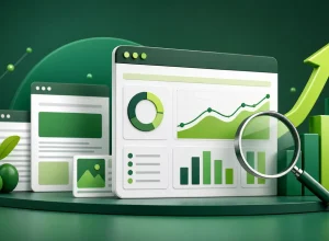 Ilustração sobre SEO, análise de desempenho e crescimento orgânico
